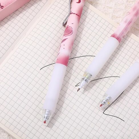 8PCS Cute Retractable Pens Rose Aesthetic Gel Pens Ink Writing Pens with 0.5 mm Smooth Fine Point Novelty Printing Pens Office School Supplies for Women Men (rose 8pcs) in Saudi Arabia