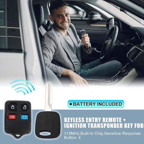 X AUTOHAUX 2 Set 315MHz CWTWB1U345 دخول بدون مفتاح عن بعد الإشعال المستجيب مفتاح فوب لفورد موستانج 1999-2004 لفورد فوكس 2000-2005 4C رقاقة 2 مجموعة in Kuwait