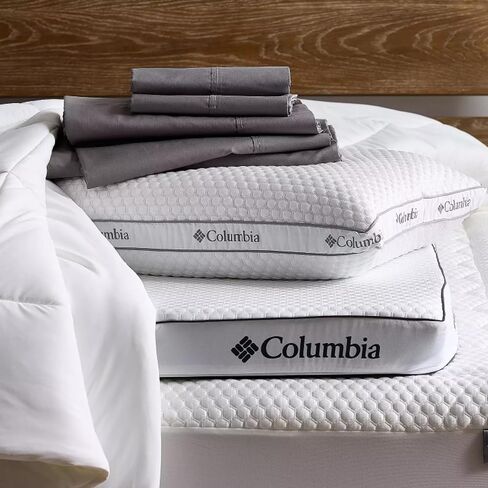 Columbia Comfort Ice Fiber Soft Down Alternative Bed Pillow - Instant Cooling 2 Sided Ice Fiber Cover - Supportive & Cozy Polyester Fiber - Back & Stomach Sleeper, Standard/Queen in Kuwait