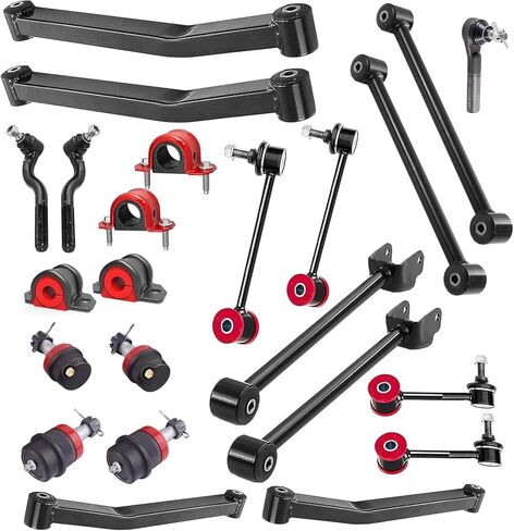 Suspension Dudes 21 PC Front Upper/Lower + Rear Lower Control Arm Kit + Ball joint Kit + Front/Rear Sway Bar Link Kit + Outer Tie Rod End Kit + Steering Drag Link, FITS Jeep Wrangler 2007-2018 RK64177 in Kuwait