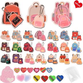 24 Pack Valentines Day Gifts for Kids Classroom,with Greeting Card,Acrylic Keychain,Post-it notes,Eraser,Pencil Sharpener,Packaging bag,Party Favor for School Gift Exchange in Saudi Arabia