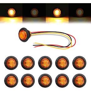 20 قطعة من TMH ستروب + مصابيح ماركر 3/4 بوصة واضحة/كهرمان LED صغيرة مستديرة، وظيفة مزدوجة ثابتة وفلاش 12 فولت تيار مستمر مع حلقة تثبيت للشاحنة والمقطورة وRV وATV والشاحنة in Kuwait