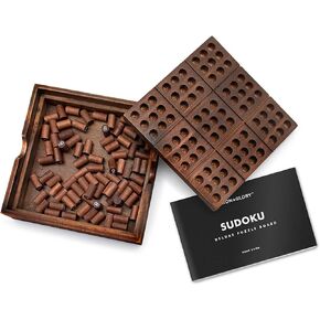 Iron & Glory Wooden Sudoku Board Game - Wooden Sudoku Puzzle - Brain Teaser Games For Adults - Portable Travel Games - Family Board Game - Puzzle Gifts For Men - Wood Pegs & Guide in Saudi Arabia