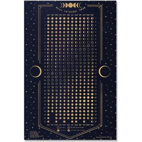 Moon Calendar 2026 - Dark Blue 12×18 inch Wall Poster with Lunar Phases & Eclipses Vertical Celestial Chart | Astronomy Decor | For Dark Aesthetic or Minimalist Spaces in Saudi Arabia