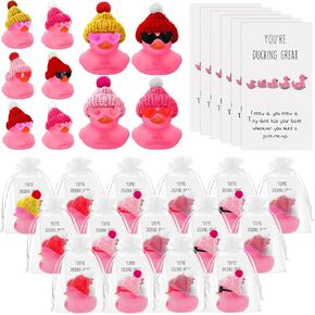 Deekin 30 مجموعة من مجموعة هدايا شكرًا لك، أنت تتخلص من بطاقات البهجة الرائعة، بط مطاطي صغير مع نظارات وقبعات مع أكياس الأورجانزا للبطاقات، لعبة كبيرة للرحلات البحرية للأطفال والطلاب وزملاء العمل (قبعة) in Kuwait