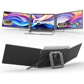 Teamgee P1 Plus Laptop Screen Extender 13.3" FHD 1080P IPS Display，Dual USB & HDMI Portable Monitor, Plug-and-Play Compatible with Mac/Windows/Android, Fits 13-17" Laptops in Kuwait