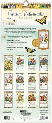 Lang, Garden Botanicals 2026 Vertical Wall Calendar, 8'' X 15.8'', 12-Month Calendar with Stapled Binding in Saudi Arabia