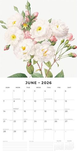 Red Robin 2026 Redoute Monthly Wall Calendar | 12" x 24" Open | Premium Thick & Sturdy Paper | Hangable 12 Month Calendar | Lined Notes & To Do Area | Vivid Images | Plastic Free in Saudi Arabia