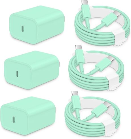 3 Pack i Phone 15 Charger Fast Charging, 20W USB C Charger Block with 6FT USB C i Phone 15 Charger Cable Compatible with Phone 15 Pro Max /15 Plus/,Pad Pro 12.9"/11",i Pad Air 5th/4th 10.9'-Purple in Kuwait