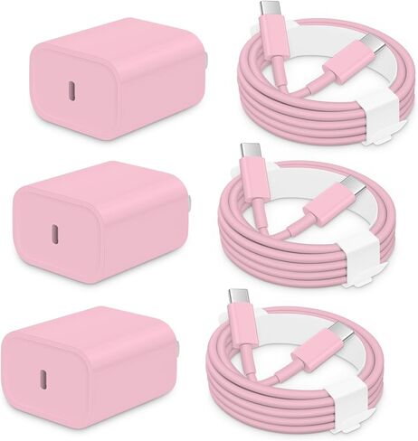 3 Pack i Phone 15 Charger Fast Charging, 20W USB C Charger Block with 6FT USB C i Phone 15 Charger Cable Compatible with Phone 15 Pro Max /15 Plus/,Pad Pro 12.9"/11",i Pad Air 5th/4th 10.9'-Purple in Kuwait