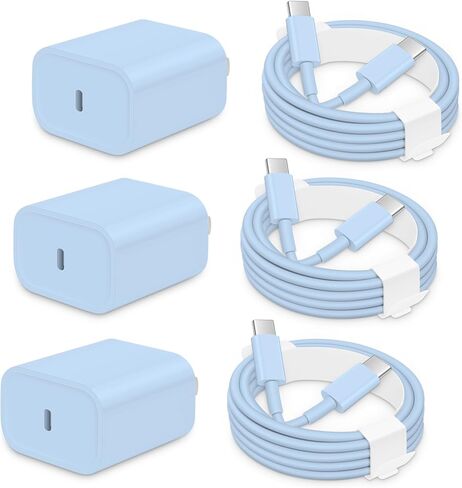 3 Pack i Phone 15 Charger Fast Charging, 20W USB C Charger Block with 6FT USB C i Phone 15 Charger Cable Compatible with Phone 15 Pro Max /15 Plus/,Pad Pro 12.9"/11",i Pad Air 5th/4th 10.9'-Purple in Kuwait