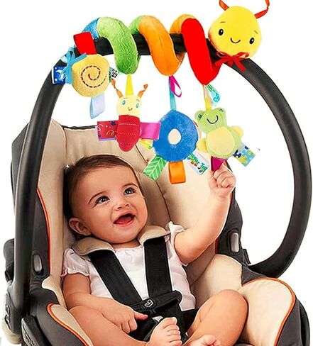 FPVERA Car Seat Toys for Babies 0-6 Months Upgraded Version Spiral Car Seat & Stroller Activity Toy, Soft Plush Hanging Toys with Rattles, Best Gift for Ages 0 and Up in Kuwait