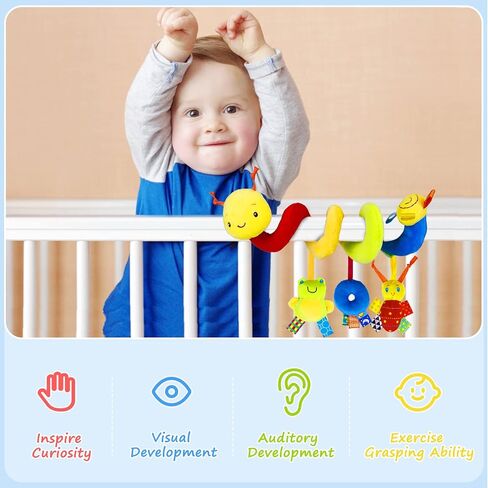 FPVERA Car Seat Toys for Babies 0-6 Months Upgraded Version Spiral Car Seat & Stroller Activity Toy, Soft Plush Hanging Toys with Rattles, Best Gift for Ages 0 and Up in Kuwait