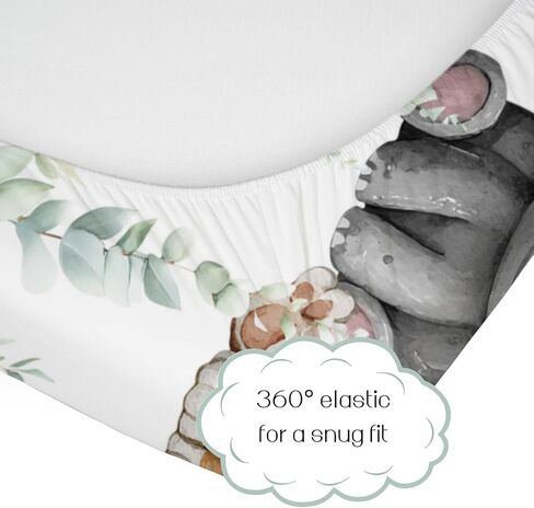 HawSkgFub Safari Jungle African Animals Eucalyptus Leaf Fitted Standard Baby Crib Sheet, Giraffe Lion Tiger Elephant Zebra Toddler Mattress Cover, Soft Stretchy Nursery Bed Sheets Kids Gift 52" x 28" in Saudi Arabia