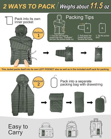 Outdoor Ventures Women's Packable Lightweight Full-Zip Puffer Jacket with Hood Quilted Winter Coat in Kuwait