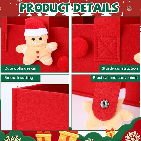 Remagr 2 Pcs Christmas Gift Bags Felt Christmas Tote Bags with Handles Reusable Snowman and Gingerbread Man Treat Boxes for Xmas Holiday Party in Saudi Arabia