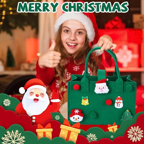 Remagr 2 Pcs Christmas Gift Bags Felt Christmas Tote Bags with Handles Reusable Snowman and Gingerbread Man Treat Boxes for Xmas Holiday Party in Saudi Arabia
