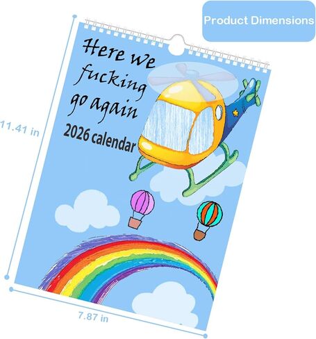 2026 Here We F*cking Go again Calendar | Wall Calendar, Hang with Ease, Funny Home Office Wall Calendar,Funny Monthly Calendar Gag Gift for Friends in Saudi Arabia
