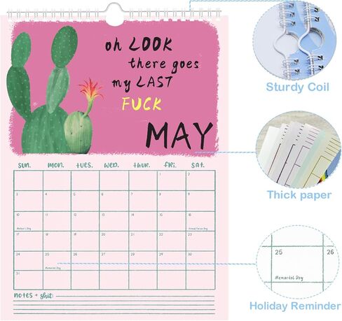 2026 Here We F*cking Go again Calendar | Wall Calendar, Hang with Ease, Funny Home Office Wall Calendar,Funny Monthly Calendar Gag Gift for Friends in Saudi Arabia