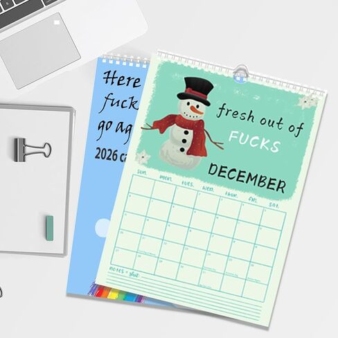 2026 Here We F*cking Go again Calendar | Wall Calendar, Hang with Ease, Funny Home Office Wall Calendar,Funny Monthly Calendar Gag Gift for Friends in Saudi Arabia