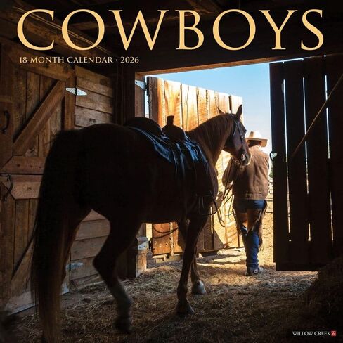 Willow Creek Press، تقويم حائط Cowboys 2026، 12 بوصة × 12 بوصة، تقويم 18 شهرًا مع غلاف مثبت in Kuwait