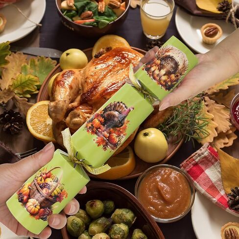 ceiba tree Thanksgiving Crackers Poppers No-Snap No Popping 10 PCS Prefilled with Mini Toys Gifts Prizes & Hats & Joke Tradition Turkey Party Favors Dinner Table Games Activities for Kids Family in Saudi Arabia