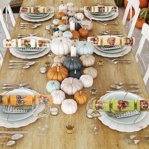 ceiba tree Thanksgiving Crackers Poppers No-Snap No Popping 10 PCS Prefilled with Mini Toys Gifts Prizes & Hats & Joke Tradition Turkey Party Favors Dinner Table Games Activities for Kids Family in Saudi Arabia