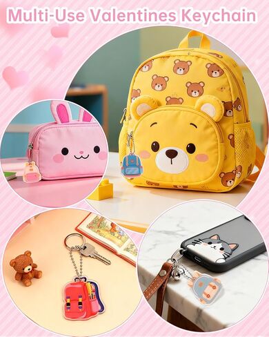 24 Pack Valentines Day Gifts for Kids Classroom,with Greeting Card,Acrylic Keychain,Post-it notes,Eraser,Pencil Sharpener,Packaging bag,Party Favor for School Gift Exchange in Saudi Arabia