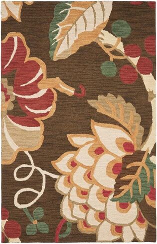 سجادة SAFAVIEH Jardin Collection - 3' x 5'، بني ومتعدد، صوف زهري مصنوع يدويًا، مثالي للمناطق ذات حركة المرور العالية في المدخل، غرفة المعيشة، غرفة النوم (JAR326A) in Saudi Arabia