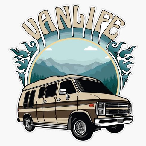 Generic Van Life Retro Conversion Van Design ملصق الفينيل صائق جدار الكمبيوتر المحمول نافذة السيارة الوفير ملصق 5 بوصة، PNP-CAMP-STICKERS-384 in Saudi Arabia