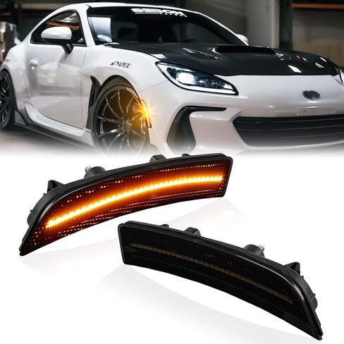 أضواء LED للعلامات الجانبية لسوبارو 2022-2025 BRZ، تويوتا 2022-2025 GR86 مصابيح إشارة المصد الأمامي، لون مدخن قطعتين (كهرماني) in Saudi Arabia