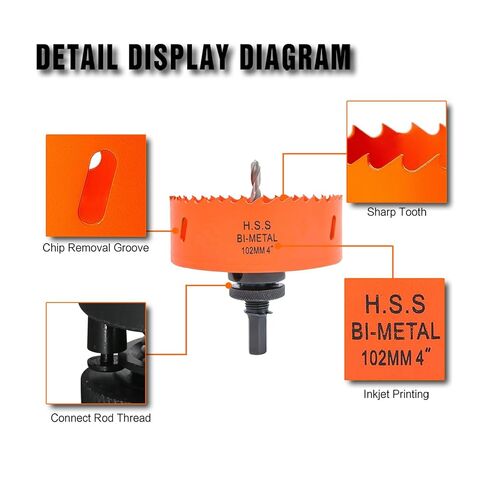 Hole Saw Kit for Metal and Wood Plastic Project, Bi-Metal Hole Saw Set with Case and Arbor, 3", 4" and 4-1/4", Hole Cutter with Flat and Smooth Cutting Drilling Edge, Fast Chip Removal in Saudi Arabia