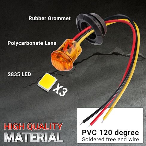 TMH 20 Pcs Strobe + Marker Lights 3/4 Inch Clear/Amber LED Mini Round Bullet Light, Dual Function Steady & Flash 12V DC Flush Mount with Grommet for Truck, Trailer, RV, ATV, Van in Saudi Arabia