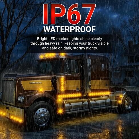 TMH 20 Pcs Strobe + Marker Lights 3/4 Inch Clear/Amber LED Mini Round Bullet Light, Dual Function Steady & Flash 12V DC Flush Mount with Grommet for Truck, Trailer, RV, ATV, Van in Saudi Arabia