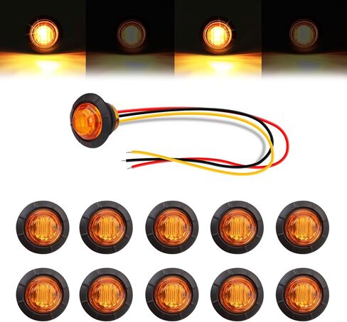 TMH 20 Pcs Strobe + Marker Lights 3/4 Inch Clear/Amber LED Mini Round Bullet Light, Dual Function Steady & Flash 12V DC Flush Mount with Grommet for Truck, Trailer, RV, ATV, Van in Saudi Arabia