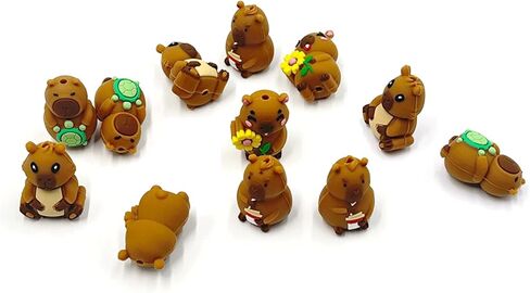 12PCS 3D Capybara Silicone Beads, 4 Styles Capybara Silicone Focal Beads for Keychain Making, Animal Themed Loose Beads Bulk for Beaded Pen DIY Handicrafts Necklace Bracelet Lanyard Pendants in Saudi Arabia