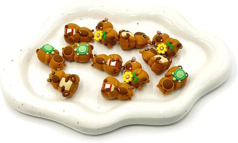 12PCS 3D Capybara Silicone Beads, 4 Styles Capybara Silicone Focal Beads for Keychain Making, Animal Themed Loose Beads Bulk for Beaded Pen DIY Handicrafts Necklace Bracelet Lanyard Pendants in Saudi Arabia