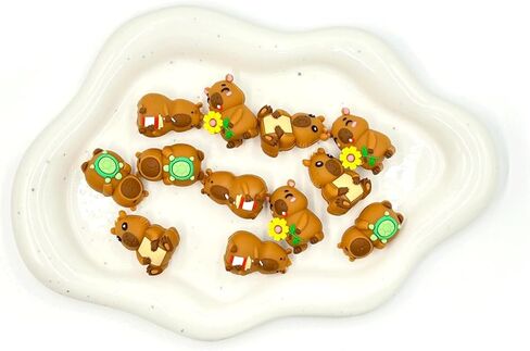 12PCS 3D Capybara Silicone Beads, 4 Styles Capybara Silicone Focal Beads for Keychain Making, Animal Themed Loose Beads Bulk for Beaded Pen DIY Handicrafts Necklace Bracelet Lanyard Pendants in Saudi Arabia