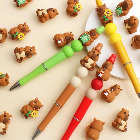12PCS 3D Capybara Silicone Beads, 4 Styles Capybara Silicone Focal Beads for Keychain Making, Animal Themed Loose Beads Bulk for Beaded Pen DIY Handicrafts Necklace Bracelet Lanyard Pendants in Saudi Arabia