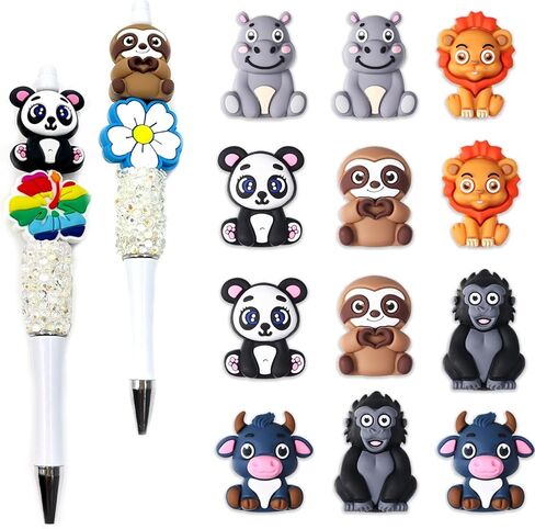 12PCS 3D Capybara Silicone Beads, 4 Styles Capybara Silicone Focal Beads for Keychain Making, Animal Themed Loose Beads Bulk for Beaded Pen DIY Handicrafts Necklace Bracelet Lanyard Pendants in Saudi Arabia