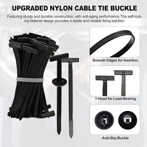 200 Pcs Heavy Duty Nylon Cable Ties for Automotive Body & Trim Clips, Self-Locking Zip Ties for Car Body, Replacement Parts & Outdoor Use - Strong Adjustable Plastic Fasteners in Saudi Arabia