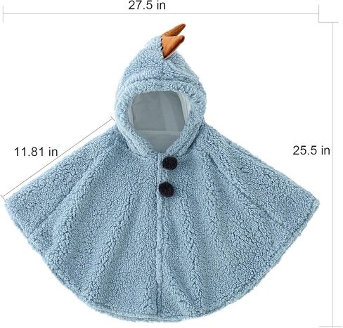 Holiberty Winter Kids Clothes Baby Warm Hooded Cape Cute Car Seat Fleece Cloak Snowsuit Outwear Outdoor Shawl Coat Poncho in Kuwait