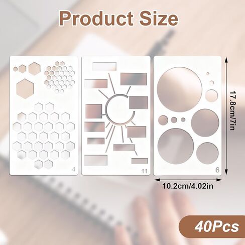 40Pcs Journal Planner Stencils Templates, 4"x7" DIY Calendar Journal Stencils for Scrapbook Notebook Diary Cards Decorations Journal Supplies Accessories in Kuwait