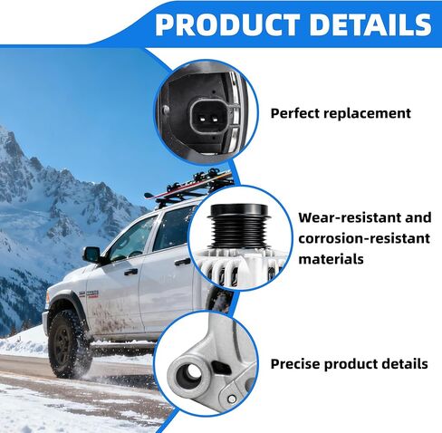 11570 Alternator Compatible with Chrysler Town & Country, Dodge Grand Caravan, Journey, Ram C/V, 150A 12V ‎11570N, 334-2918,04801624AD, 04801624AE, 4801624AD in Kuwait