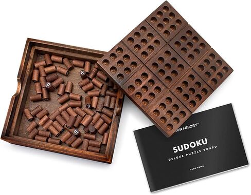 Iron & Glory Wooden Sudoku Board Game - Wooden Sudoku Puzzle - Brain Teaser Games For Adults - Portable Travel Games - Family Board Game - Puzzle Gifts For Men - Wood Pegs & Guide in Saudi Arabia