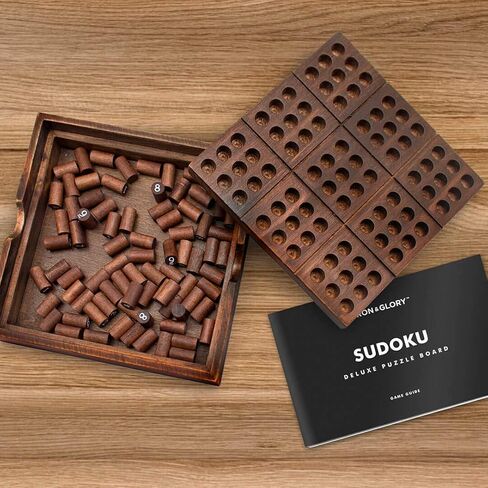 Iron & Glory Wooden Sudoku Board Game - Wooden Sudoku Puzzle - Brain Teaser Games For Adults - Portable Travel Games - Family Board Game - Puzzle Gifts For Men - Wood Pegs & Guide in Saudi Arabia
