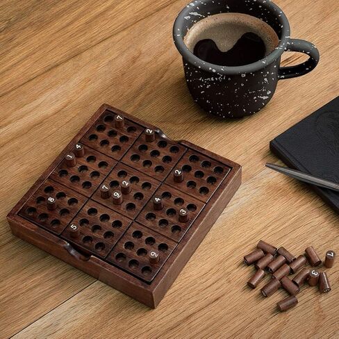 Iron & Glory Wooden Sudoku Board Game - Wooden Sudoku Puzzle - Brain Teaser Games For Adults - Portable Travel Games - Family Board Game - Puzzle Gifts For Men - Wood Pegs & Guide in Saudi Arabia