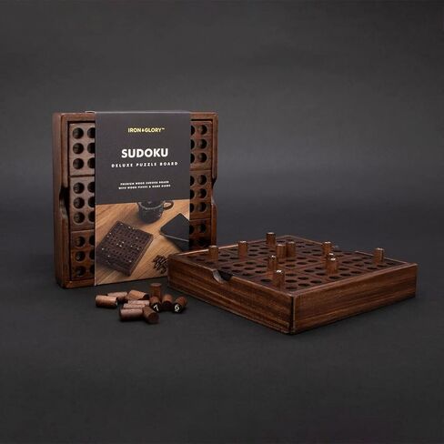 Iron & Glory Wooden Sudoku Board Game - Wooden Sudoku Puzzle - Brain Teaser Games For Adults - Portable Travel Games - Family Board Game - Puzzle Gifts For Men - Wood Pegs & Guide in Saudi Arabia