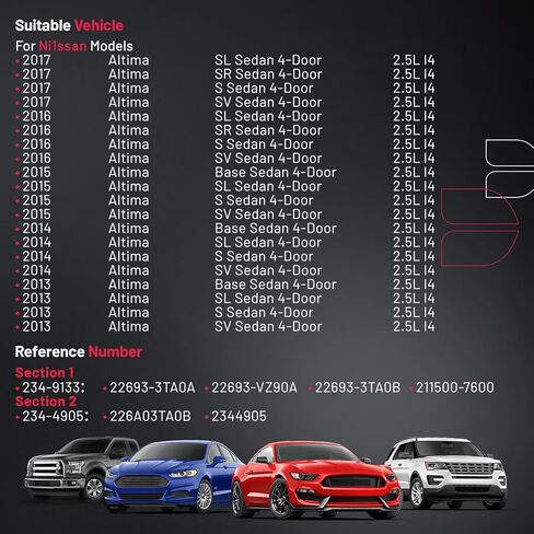 مستشعر الأوكسجين BDFHYK مستشعر O2 المنبع، متوافق مع Nissan Altima 2013-2017، 2.5L l4، 234-9133 234-4905 استبدال قطعتين in Saudi Arabia