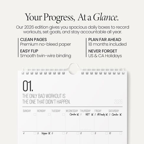 تقويم الحائط التحفيزي من Karto Fitness 2026 - عمودي 11 × 17 بوصة من يناير 2026 إلى يونيو 2027 - عزز إنتاجيتك وسهولة التخطيط باستخدام التقويم التحفيزي الجمالي - الحد الأدنى in Saudi Arabia